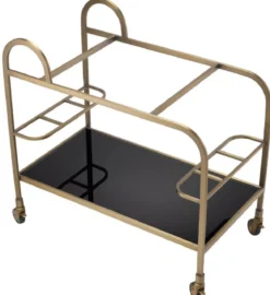 Casa Padrino Luxus Servierwagen mit abnehmbarem Tablett Messingfarben / Schwarz 83 x 45 x H. 75,5 cm - Hotel Restaurant Gastronomie Trolley - Luxus Accessoires