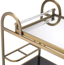 Casa Padrino Luxus Servierwagen mit abnehmbarem Tablett Messingfarben / Schwarz 83 x 45 x H. 75,5 cm - Hotel Restaurant Gastronomie Trolley - Luxus Accessoires