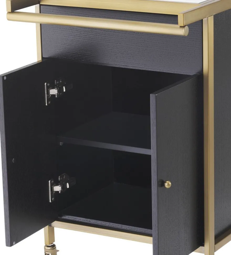 Casa Padrino Luxus Servierwagen Messingfarben / Schwarz 94,5 x 54 x H. 83,5 cm - Hotel Restaurant Gastronomie Trolley - Luxus Accessoires