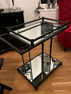 Casa Padrino Luxus Servierwagen Schwarz 78 x 46 x H. 79 cm - Hotel Restaurant Gastronomie Trolley - Luxus Hotel Restaurant Gastronomie Accessoires - Luxus Möbel