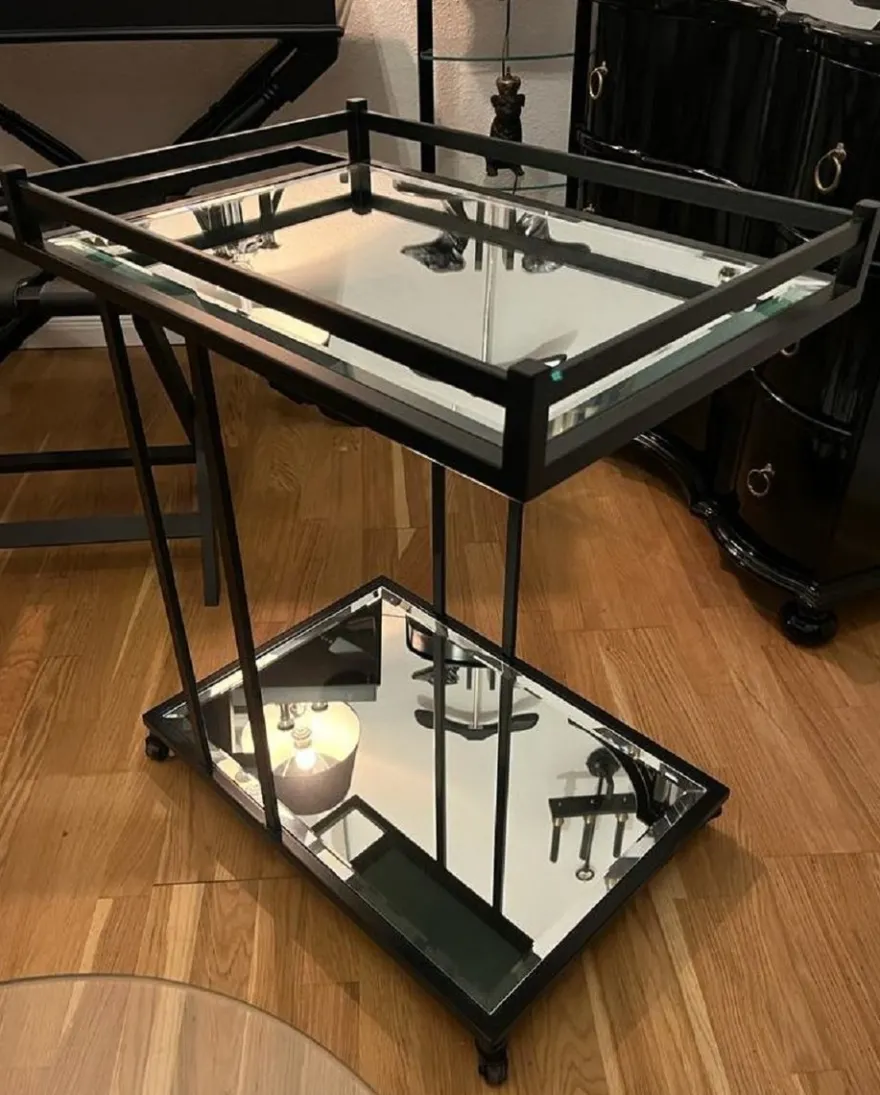 Casa Padrino Luxus Servierwagen Schwarz 78 x 46 x H. 79 cm - Hotel Restaurant Gastronomie Trolley - Luxus Hotel Restaurant Gastronomie Accessoires - Luxus Möbel