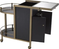 Casa Padrino Luxus Servierwagen Schwarz / Messing 88 x 50 x H. 78 cm - Hotel Restaurant Gastronomie Trolley - Luxus Hotel Restaurant Gastronomie Accessoires - Luxus Möbel