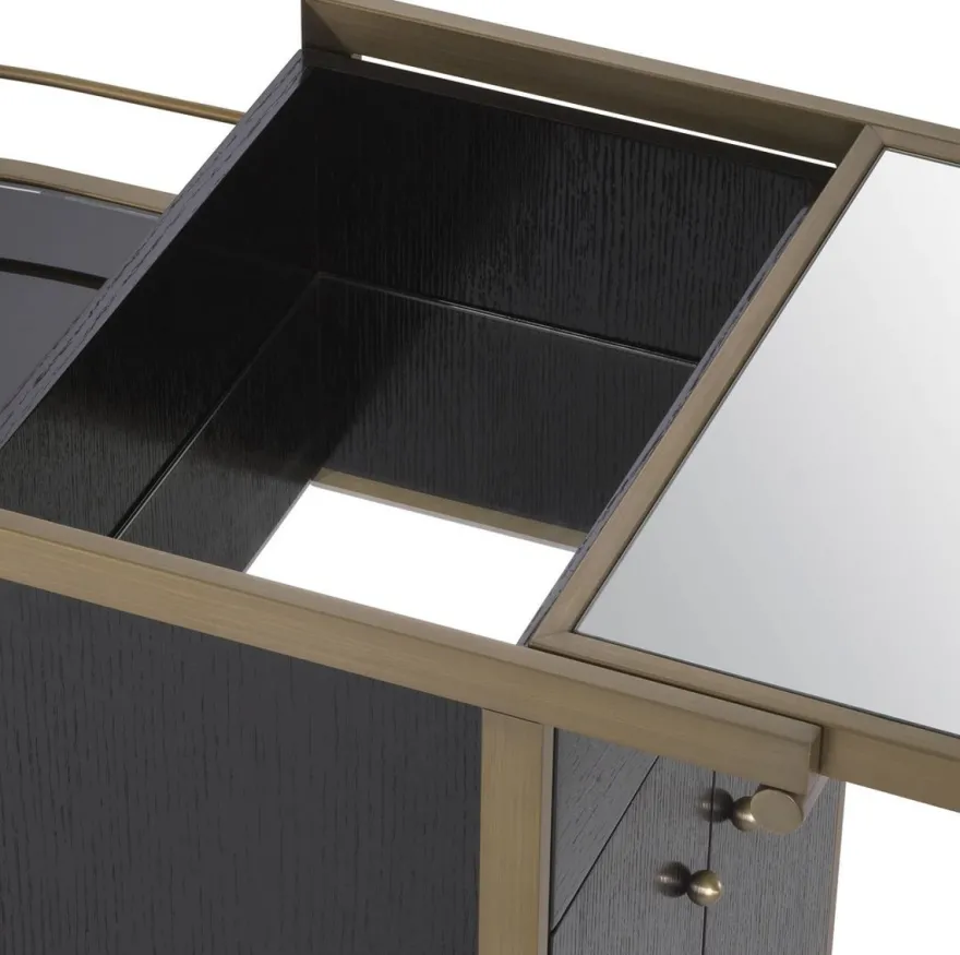 Casa Padrino Luxus Servierwagen Schwarz / Messing 88 x 50 x H. 78 cm - Hotel Restaurant Gastronomie Trolley - Luxus Hotel Restaurant Gastronomie Accessoires - Luxus Möbel