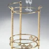 Casa Padrino Luxus Servierwagen Messing / Schwarz 50 x 55 x H. 71 cm - Runder Messing Trolley mit Glasplatten - Hotel & Restaurant Accessoires - Luxus Qualität - Made in Italy