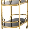 Casa Padrino Luxus Servierwagen Gold / Schwarz 85 x 46,5 x H. 80,5 cm - Hotel Restaurant Gastronomie Trolley