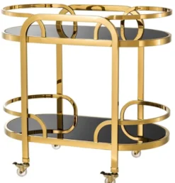 Casa Padrino Luxus Servierwagen Gold / Schwarz 85 x 46,5 x H. 80,5 cm - Hotel Restaurant Gastronomie Trolley