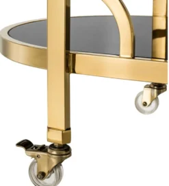 Casa Padrino Luxus Servierwagen Gold / Schwarz 85 x 46,5 x H. 80,5 cm - Hotel Restaurant Gastronomie Trolley