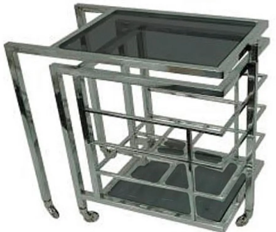 Casa Padrino Luxus Servierwagen Silber / Schwarz 72 x 42 x H. 77 cm - Hotel Restaurant Gastronomie Trolley