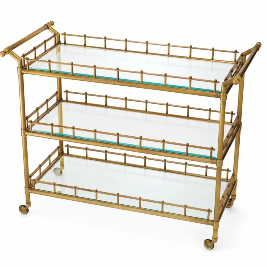 Casa Padrino Luxus Servierwagen Vintage Messing 122,5 cm - Gastronomie Accessoires
