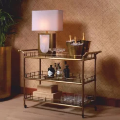 Casa Padrino Luxus Servierwagen Vintage Messing 122,5 cm - Gastronomie Accessoires