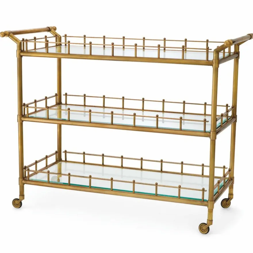 Casa Padrino Luxus Servierwagen Vintage Messing 122,5 cm - Gastronomie Accessoires