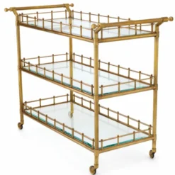 Casa Padrino Luxus Servierwagen Vintage Messing 122,5 cm - Gastronomie Accessoires