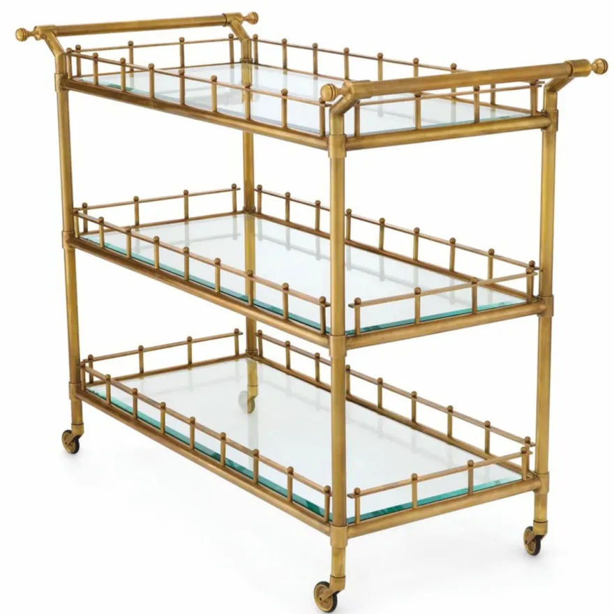 Casa Padrino Luxus Servierwagen Vintage Messing 122,5 cm - Gastronomie Accessoires