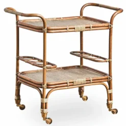Casa Padrino Luxus Servierwagen Braun / Naturfarben 89 cm - Hotel Trolley