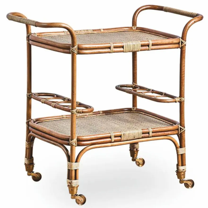 Casa Padrino Luxus Servierwagen Braun / Naturfarben 89 cm - Hotel Trolley