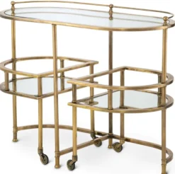Casa Padrino Luxus Servierwagen Vintage Messing 105 x 50 x H. 82 cm - Hotel Restaurant Gastronomie Trolley - Luxus Hotel Restaurant Gastronomie Accessoires - Luxus Möbel