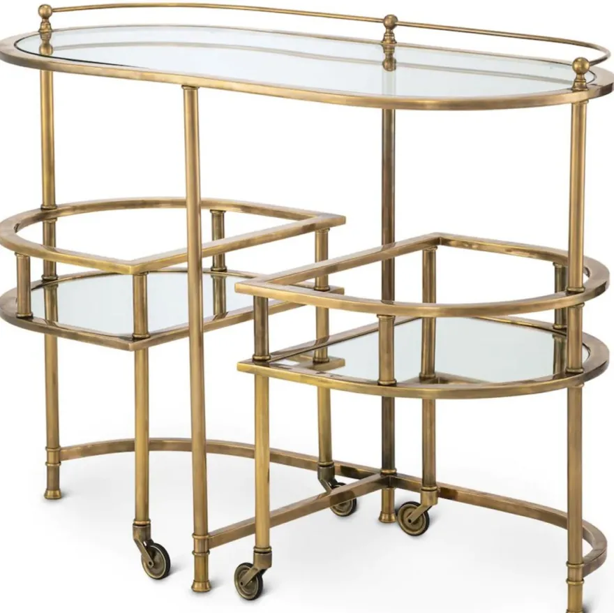 Casa Padrino Luxus Servierwagen Vintage Messing 105 x 50 x H. 82 cm - Hotel Restaurant Gastronomie Trolley - Luxus Hotel Restaurant Gastronomie Accessoires - Luxus Möbel