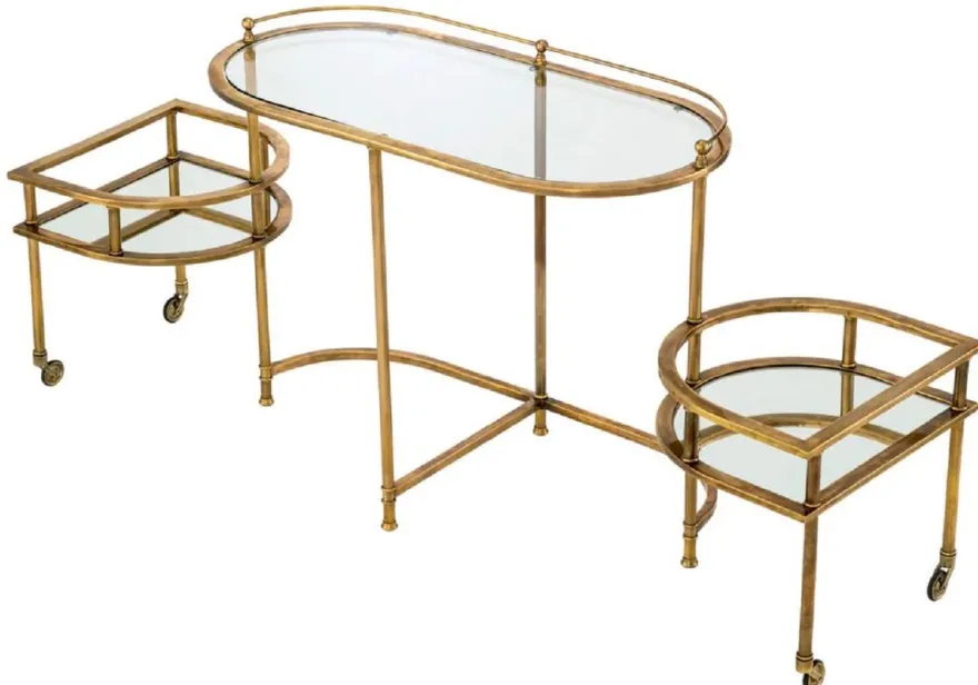 Casa Padrino Luxus Servierwagen Vintage Messing 105 x 50 x H. 82 cm - Hotel Restaurant Gastronomie Trolley - Luxus Hotel Restaurant Gastronomie Accessoires - Luxus Möbel