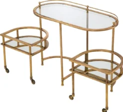 Casa Padrino Luxus Servierwagen Vintage Messing 105 x 50 x H. 82 cm - Hotel Restaurant Gastronomie Trolley - Luxus Hotel Restaurant Gastronomie Accessoires - Luxus Möbel