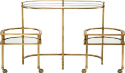 Casa Padrino Luxus Servierwagen Vintage Messing 105 x 50 x H. 82 cm - Hotel Restaurant Gastronomie Trolley - Luxus Hotel Restaurant Gastronomie Accessoires - Luxus Möbel