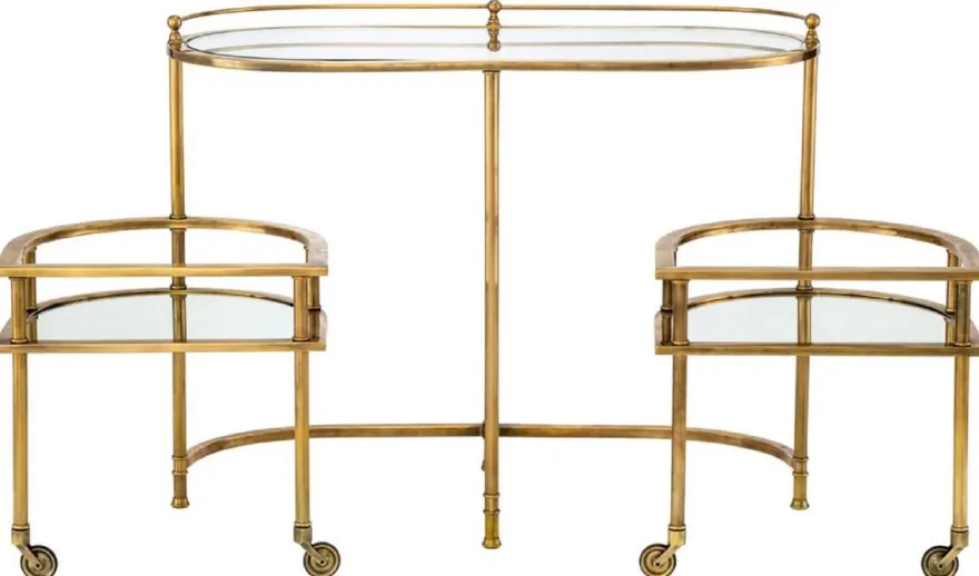 Casa Padrino Luxus Servierwagen Vintage Messing 105 x 50 x H. 82 cm - Hotel Restaurant Gastronomie Trolley - Luxus Hotel Restaurant Gastronomie Accessoires - Luxus Möbel