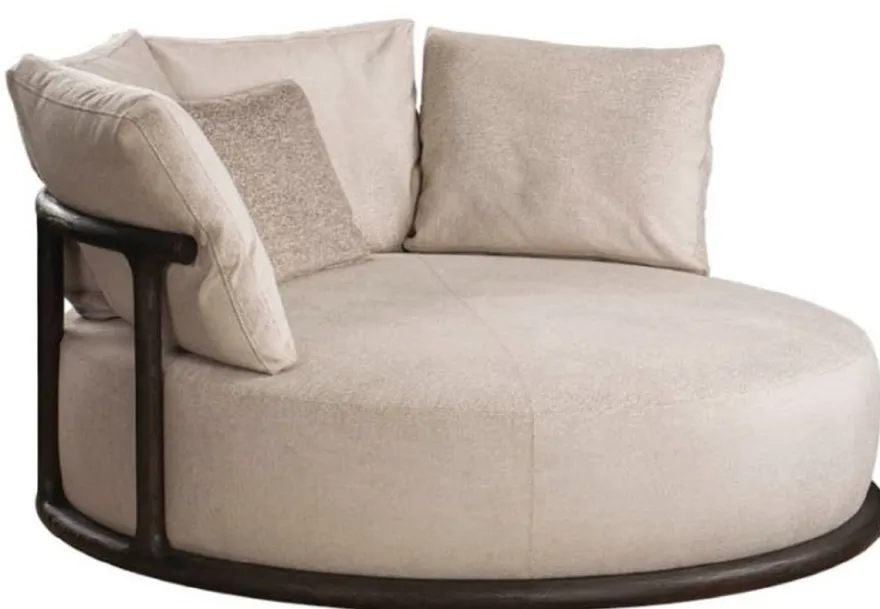 Casa Padrino Luxus Sessel Beige / Dunkelbraun Ø 120 x H. 90 cm - Runder Wohnzimmer Sessel - Hotel Sessel - Wohnzimmer Möbel - Hotel Möbel - Luxus Möbel - Luxus Einrichtung