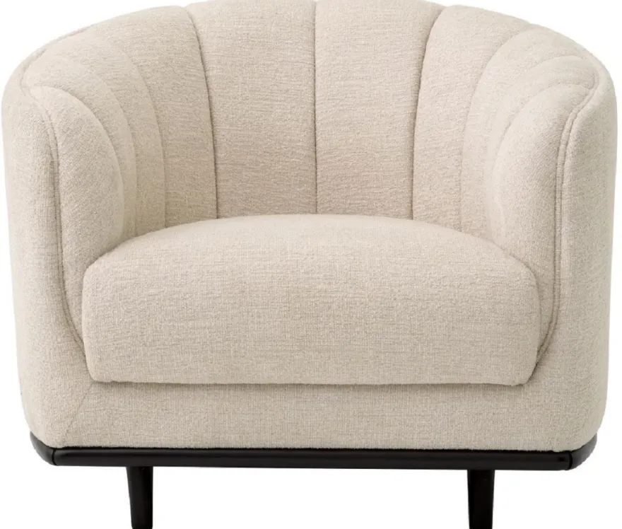 Casa Padrino Luxus Sessel Beige / Schwarz 87 x 86 x H. 74,5 cm - Wohnzimmer Sessel - Hotel Sessel - Wohnzimmer Möbel - Hotel Möbel - Luxus Möbel - Wohnzimmer Einrichtung - Luxus Einrichtung
