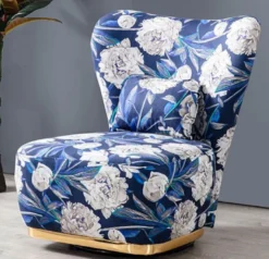 Casa Padrino Luxus Sessel Blau / Mehrfarbig / Gold - Moderner Wohnzimmer Sessel mit Blumenmuster - Moderne Wohnzimmer Möbel - Luxus Kollektion