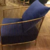 Casa Padrino Luxus Sessel Blau / Gold 69 x 78 x H. 88 cm - Edelstahl Sessel mit edlem Samtstoff - Designermöbel