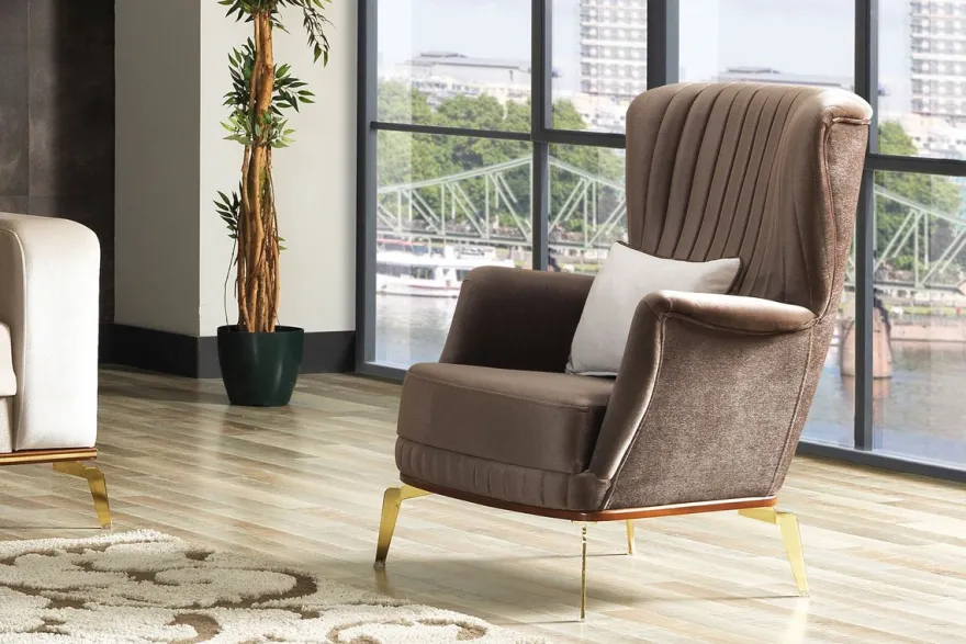 Casa Padrino Luxus Sessel Braun / Gold 70 x 75 x H. 80 cm - Wohnzimmer Sessel - Hotel Sessel - Wohnzimmer Möbel - Hotel Möbel - Luxus Möbel - Luxus Einrichtung