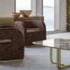 Casa Padrino Luxus Sessel Braun / Schwarz / Messing 75 x 73 x H. 70 cm - Wohnzimmer Sessel - Hotel Sessel - Wohnzimmer Möbel - Hotel Möbel - Luxus Möbel - Luxus Einrichtung