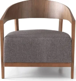Casa Padrino Luxus Sessel Braun / Grau 70 x 63 x H. 70 cm - Wohnzimmer Sessel mit gebogener Rückenlehne - Hotel Sessel - Wohnzimmer Möbel - Luxus Möbel - Luxus Wohnzimmer Einrichtung