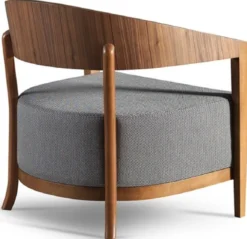 Casa Padrino Luxus Sessel Braun / Grau 70 x 63 x H. 70 cm - Wohnzimmer Sessel mit gebogener Rückenlehne - Hotel Sessel - Wohnzimmer Möbel - Luxus Möbel - Luxus Wohnzimmer Einrichtung