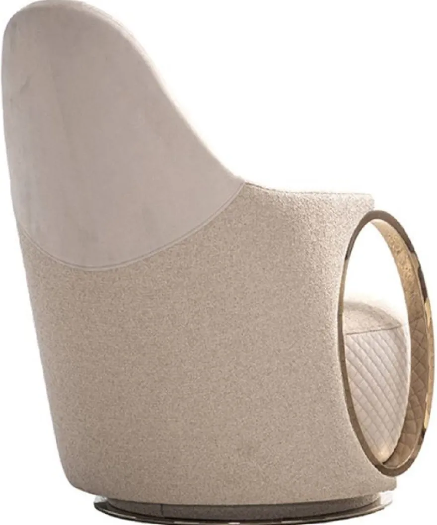Casa Padrino Luxus Sessel Creme / Grau / Gold 72 x 90 x H. 105 cm - Wohnzimmer Sessel - Hotel Sessel - Wohnzimmer Möbel - Hotel Möbel - Luxus Möbel - Luxus Einrichtung