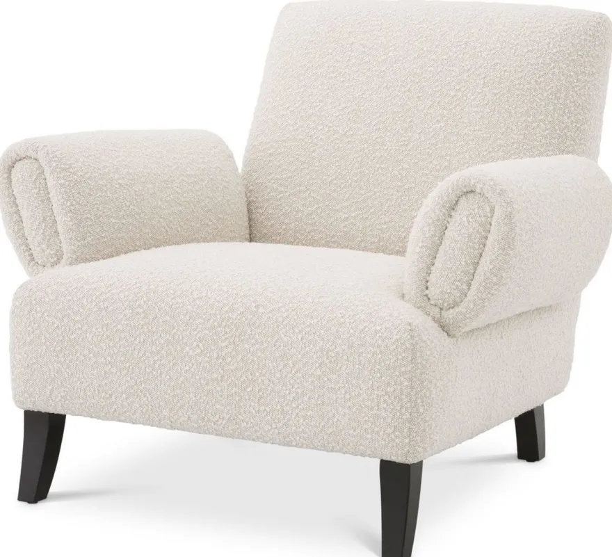 Casa Padrino Luxus Sessel Cremefarben / Schwarz 95 x 90 x H. 80 cm - Wohnzimmer Sessel - Luxus Wohnzimmer Möbel