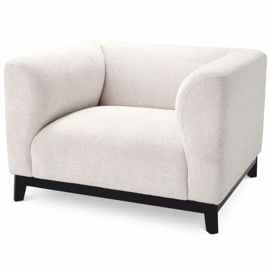 Casa Padrino Luxus Sessel Cremeweiß / Schwarz 105 cm - Hotel & Wohnzimmer Möbel