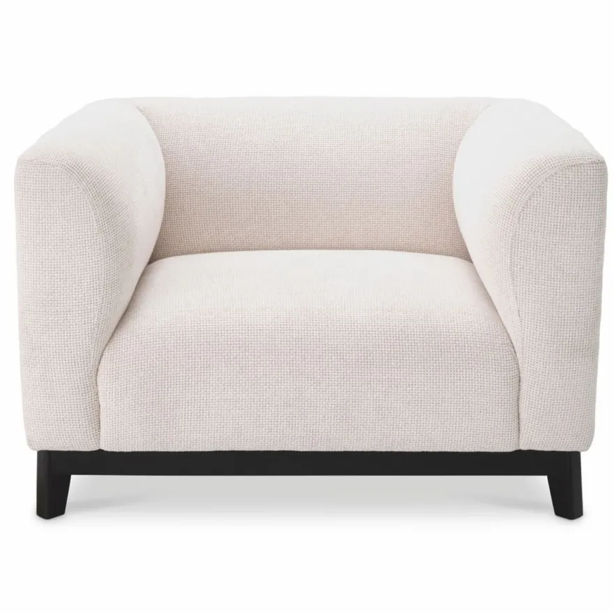 Casa Padrino Luxus Sessel Cremeweiß / Schwarz 105 cm - Hotel & Wohnzimmer Möbel
