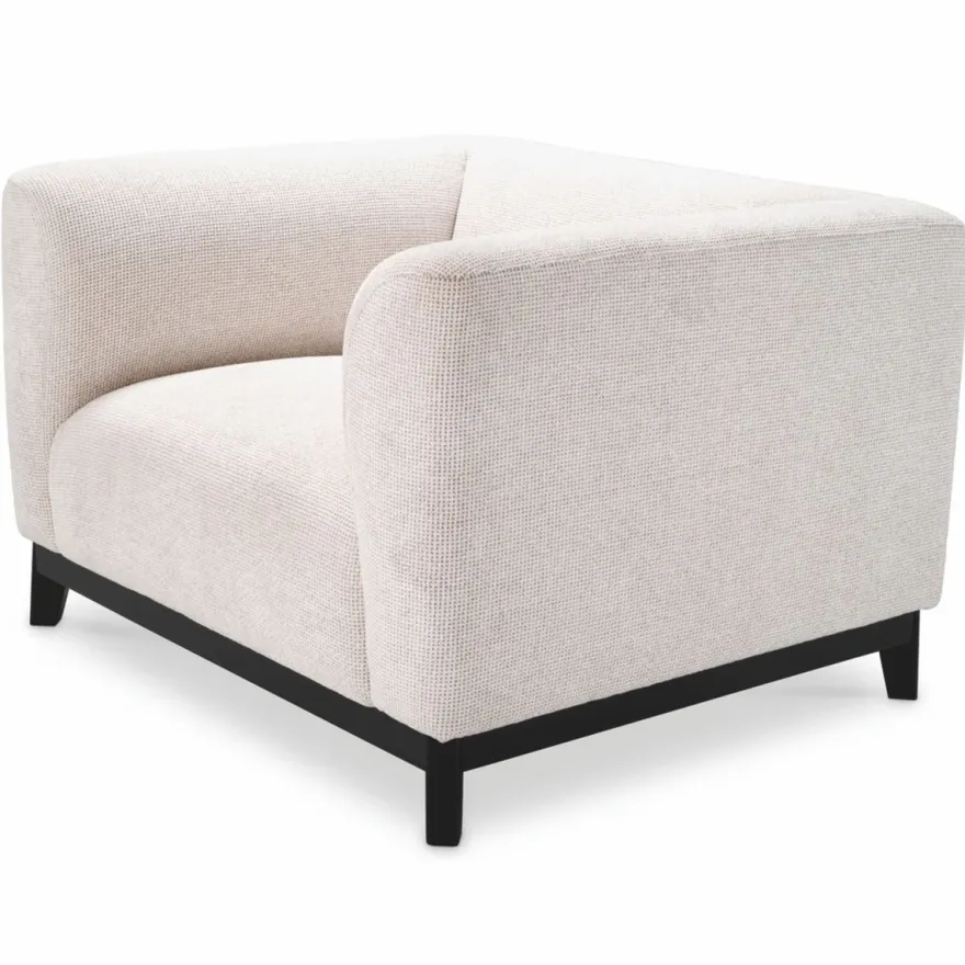 Casa Padrino Luxus Sessel Cremeweiß / Schwarz 105 cm - Hotel & Wohnzimmer Möbel