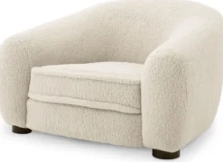 Casa Padrino Luxus Sessel Cremefarben / Schwarz 110 x 95 x H. 70 cm - Wohnzimmer Sessel mit gebogener Rückenlehne - Luxus Möbel