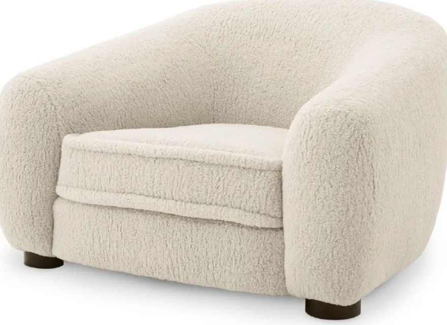 Casa Padrino Luxus Sessel Cremefarben / Schwarz 110 x 95 x H. 70 cm - Wohnzimmer Sessel mit gebogener Rückenlehne - Luxus Möbel