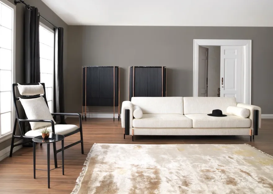 Casa Padrino Luxus Sessel Cremeweiß / Matt Schwarz 69 x 92 x H. 107 cm - Wohnzimmer Sessel - Hotel Sessel - Wohnzimmer Möbel - Hotel Möbel - Luxus Möbel - Luxus Einrichtung
