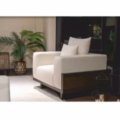 Casa Padrino Luxus Sessel Creme / Dunkelbraun 100 cm - Wohnzimmer & Hotel Möbel