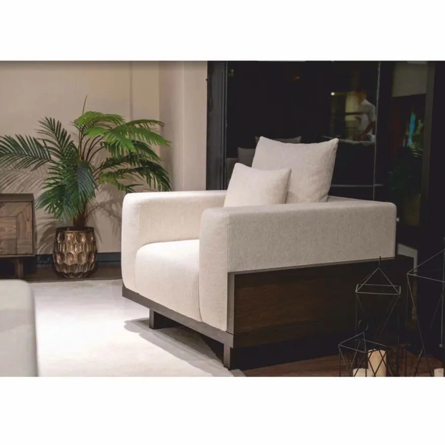 Casa Padrino Luxus Sessel Creme / Dunkelbraun 100 cm - Wohnzimmer & Hotel Möbel