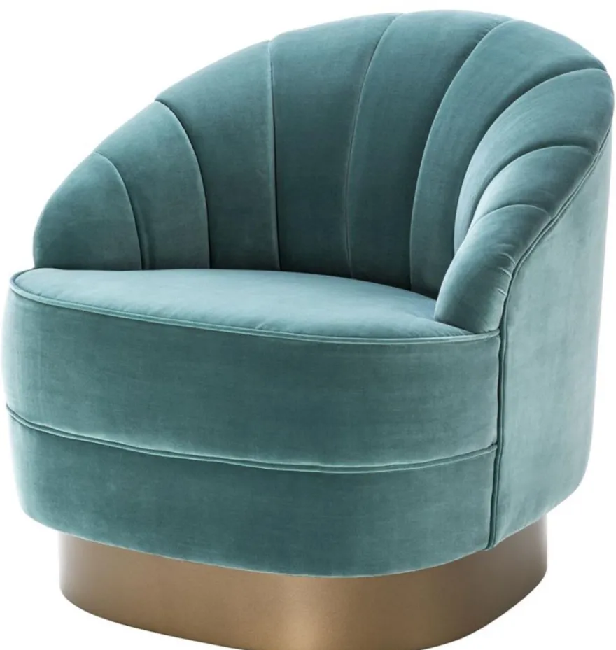 Casa Padrino Luxus Sessel Dunkeltürkis / Mattgold 77 x 80 x H. 78 cm - Hotel Möbel