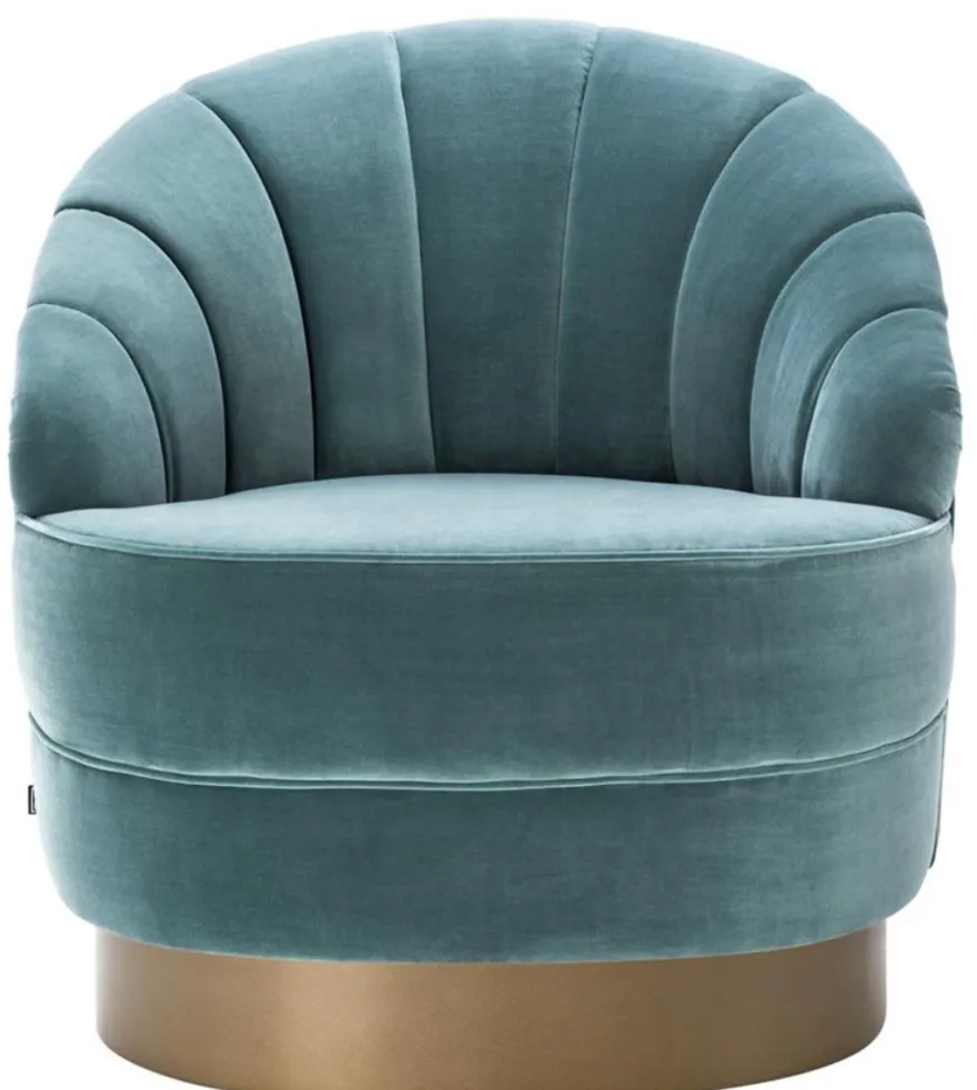 Casa Padrino Luxus Sessel Dunkeltürkis / Mattgold 77 x 80 x H. 78 cm - Hotel Möbel
