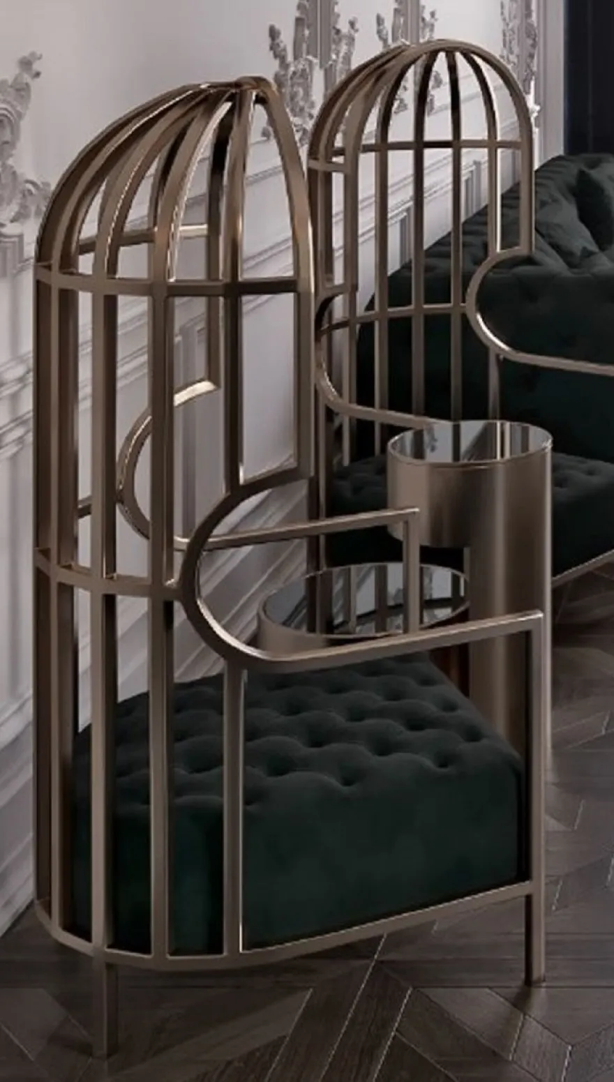 Casa Padrino Luxus Sessel Dunkelgrün / Gold 78 x 78 x H. 156 cm - Wohnzimmer Sessel - Hotel Sessel - Wohnzimmer Möbel - Hotel Möbel - Luxus Möbel