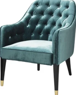 Casa Padrino Luxus Sessel Ägäisches Grün / Schwarz / Gold 65 x 80 x H. 88 cm - Chesterfield Möbel