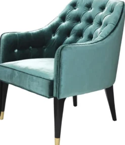 Casa Padrino Luxus Sessel Ägäisches Grün / Schwarz / Gold 65 x 80 x H. 88 cm - Chesterfield Möbel