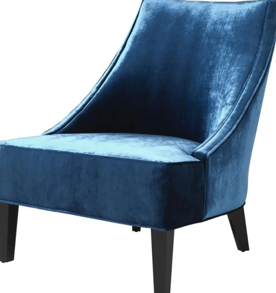 Casa Padrino Luxus Sessel Ägäisches Blau / Schwarz 70 x 88 x H. 85 cm - Hotel Möbel