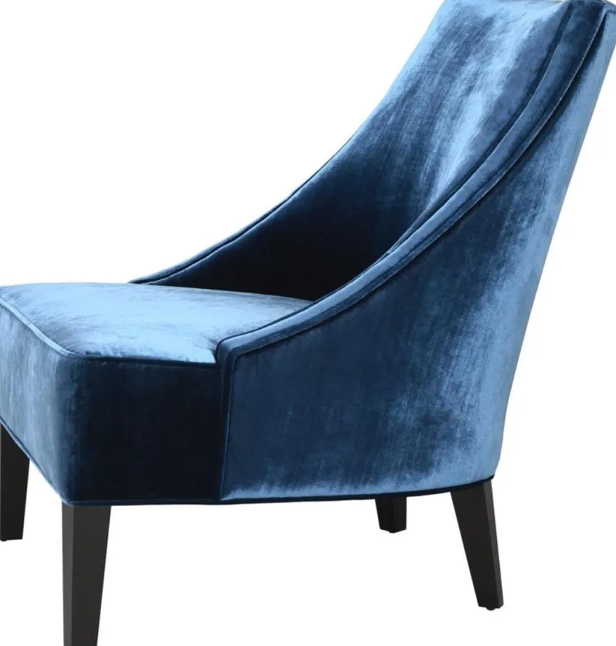 Casa Padrino Luxus Sessel Ägäisches Blau / Schwarz 70 x 88 x H. 85 cm - Hotel Möbel